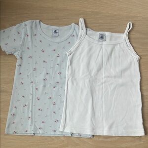 Petit Bateau Soft Blue Shirt and White Tee Set